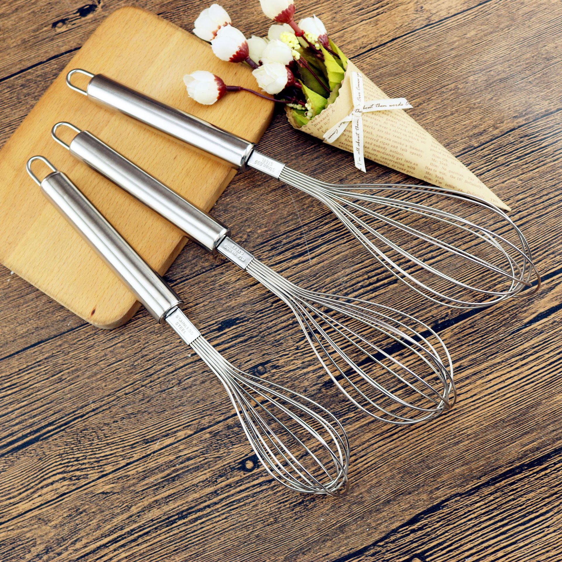 不锈钢打蛋器 无磁搅拌器 手动搅拌器 厨房用品 钢柄打蛋器