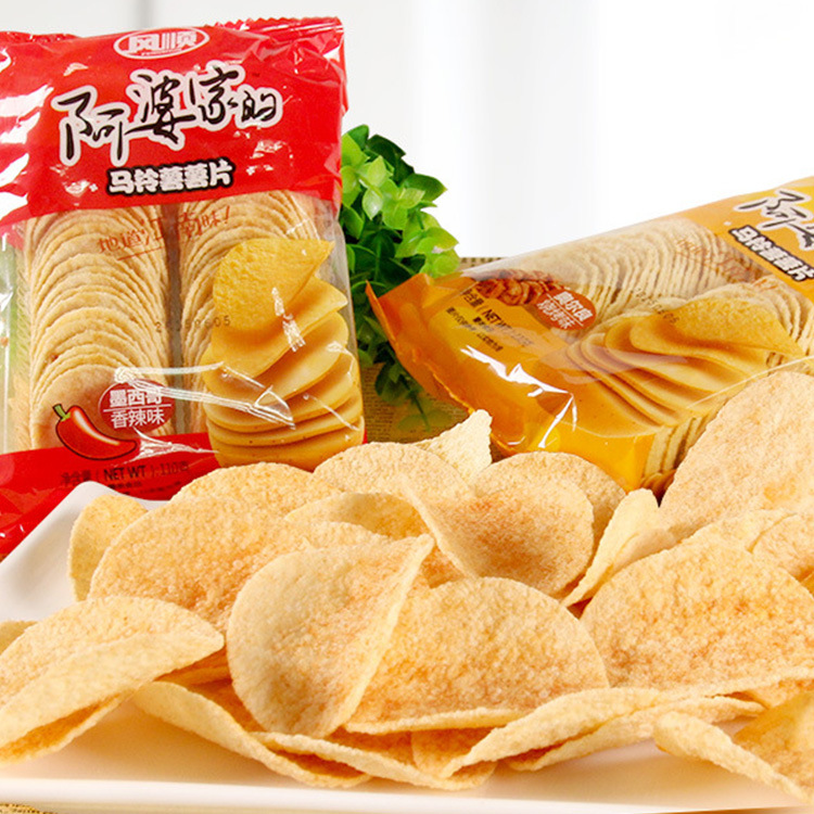 【官方直营】阿婆家的薯片 休闲膨化零食110g*24包整箱批发