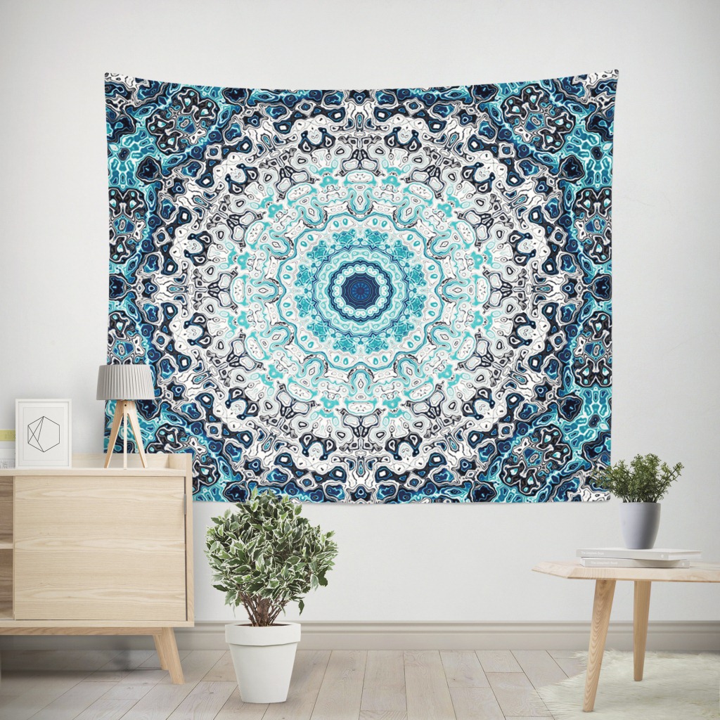 来图定制 民族风曼陀罗大花朵布艺挂毯家居装饰挂画 拍摄背景挂布