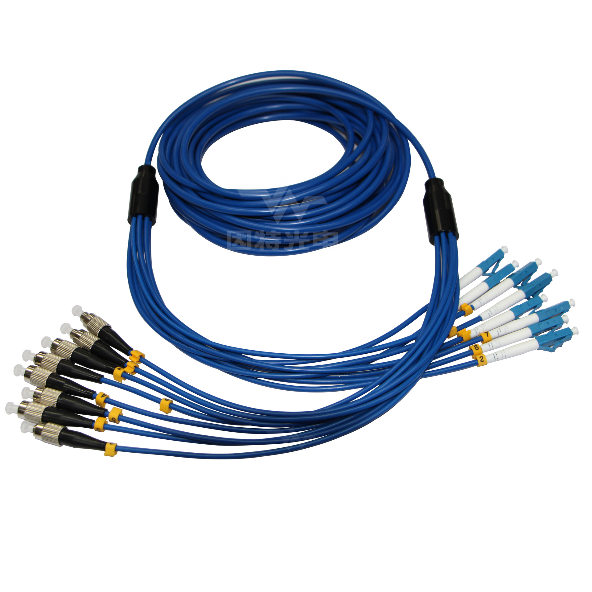 铠装光纤跳线单模8芯光纤尾纤防鼠铠甲光纤线接头可定制光缆长度