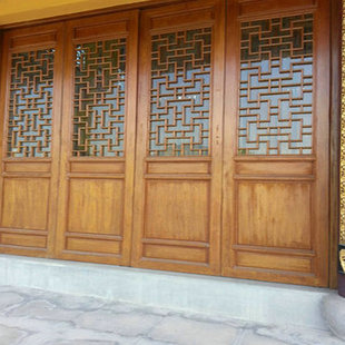 厂家销售生态仿古木门 复古老式木门 寺庙大门 实木大门 镂空木门