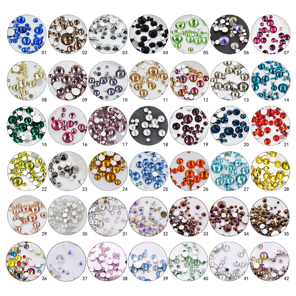 Cross-Border Supply Mobile Phone DIY Stick-on Crystals Nail Rhinestone-Sticking Stick-on Crystals International Trade Crystal Glass Flat Bottom Manicure Jewelry Bottoming Drill