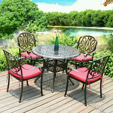 庭院家具 户外金属桌椅阳台套装组合三件套茶几 欧式铁艺铸铝餐桌