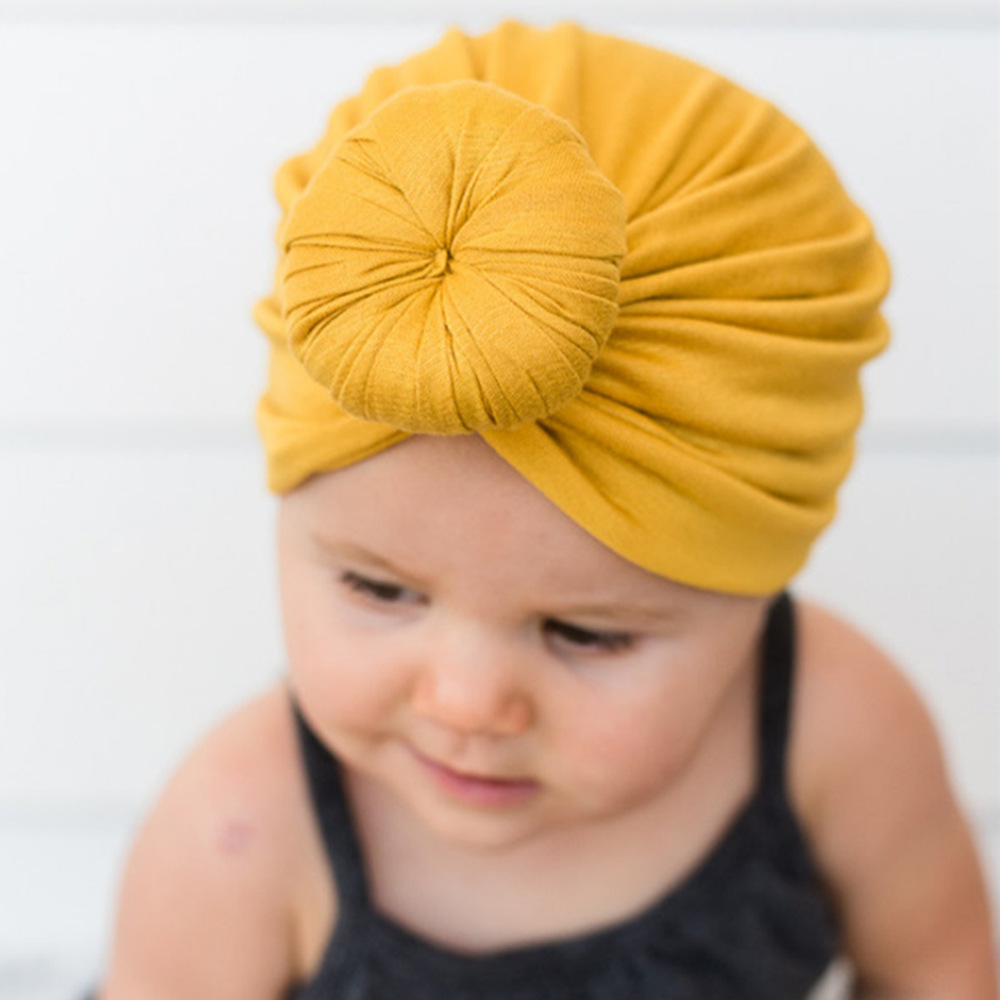2023 European and American New Baby Products Children Tam-O'-Shanter Baby Pure Color and Knotted India Sleeve Cap Amazon