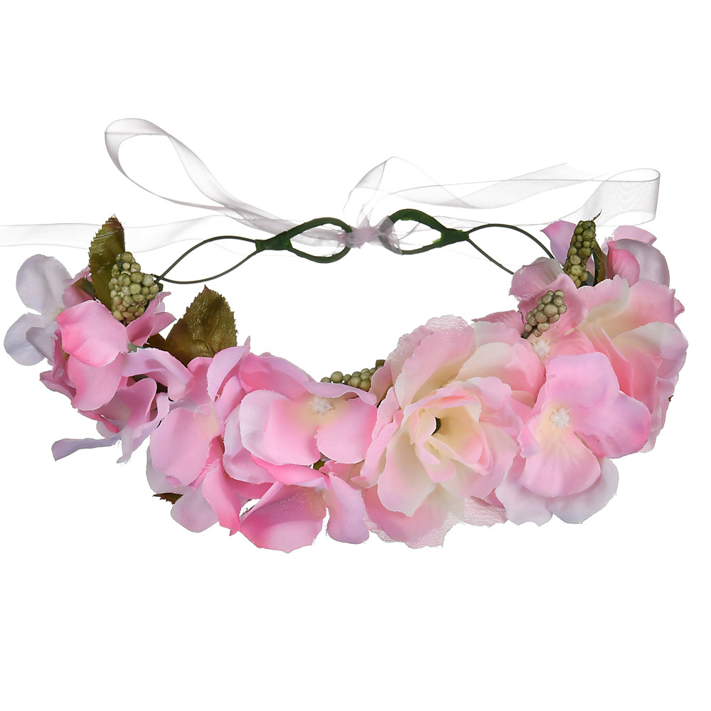 新款全手工新娘头纱头环 浪漫玫瑰花环发带批发零售