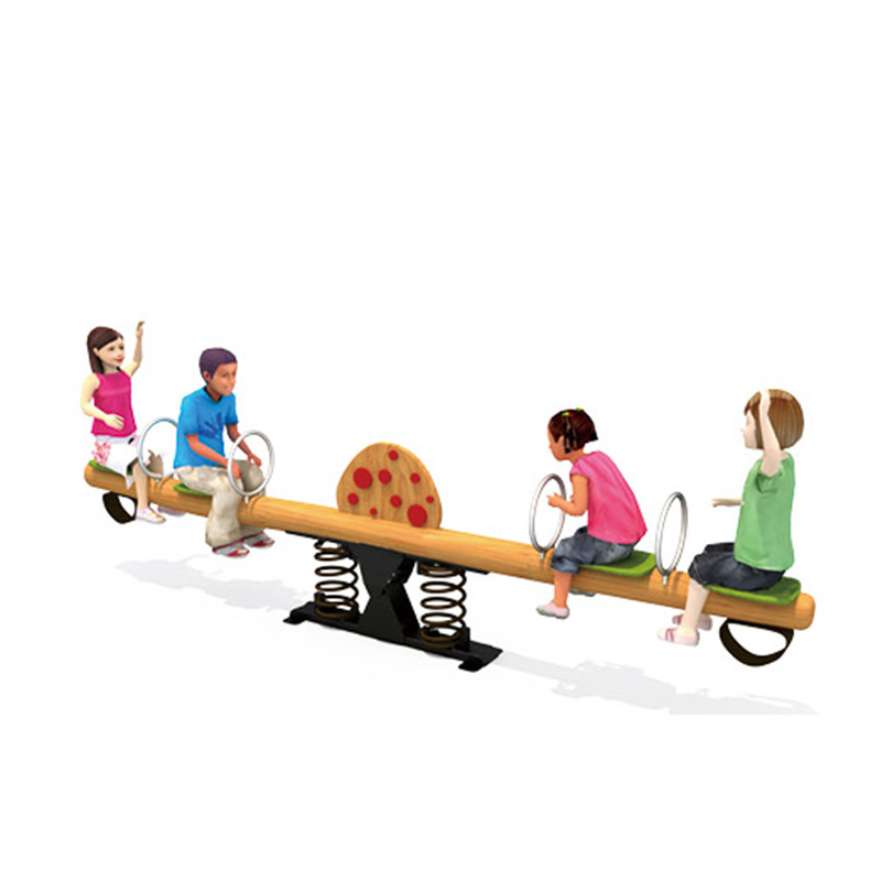 户外木质儿童跷跷板小型儿童4人跷跷板幼儿园组合滑梯游乐设备