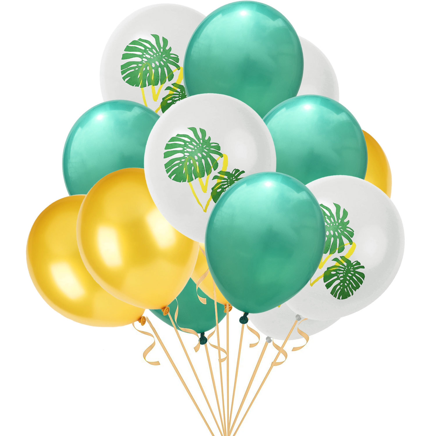 新款15件套双色火烈鸟仙人掌菠萝气球组合夏威夷热带生日派对装饰