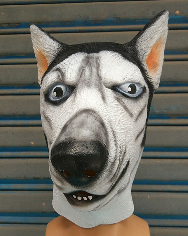 万圣节哈士奇面具狗头憨货动物头套乳胶工厂直销道具节日表演用品