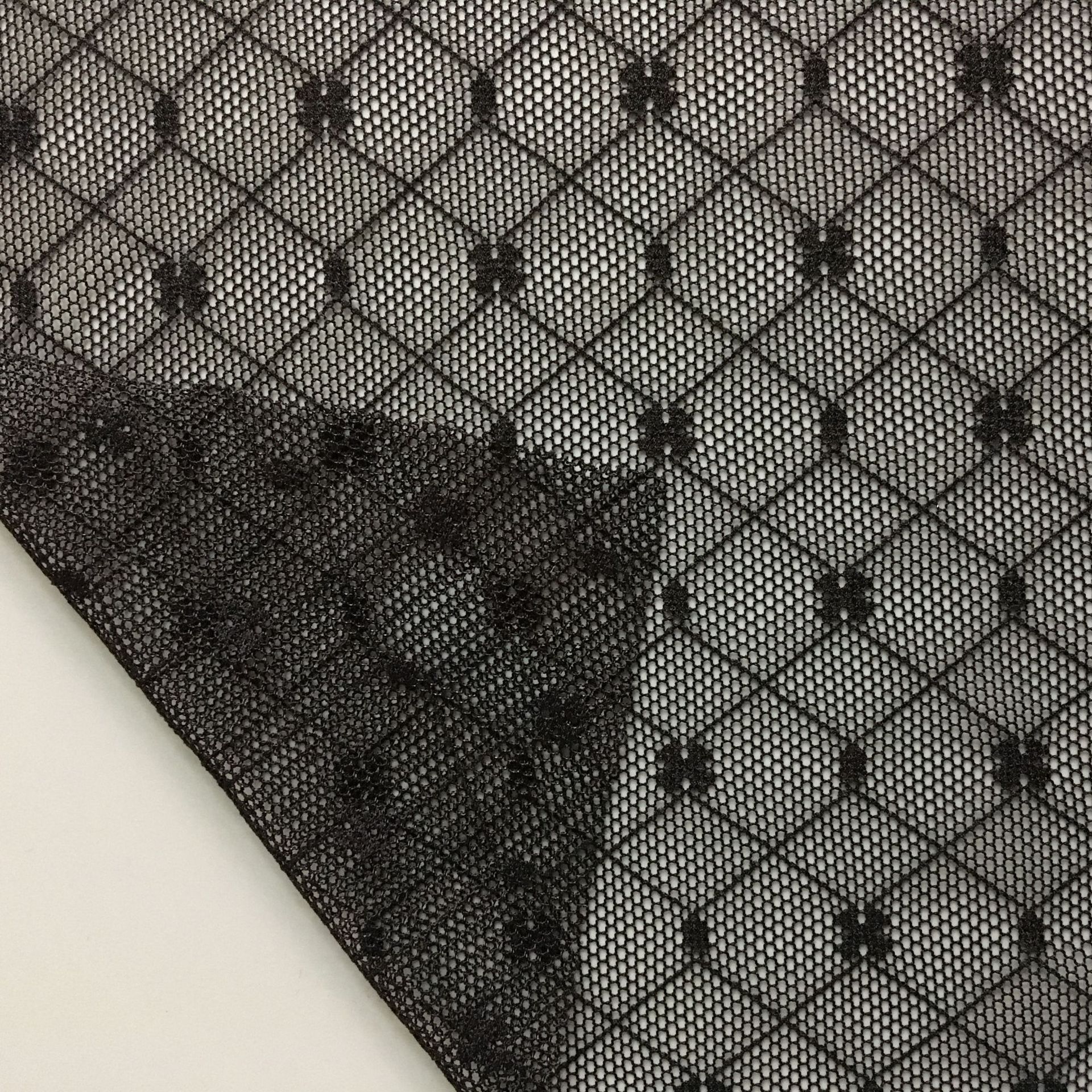 齐全提花网布 菱形弹力网格面料 弹力花边 女装吊带网孔镂空布