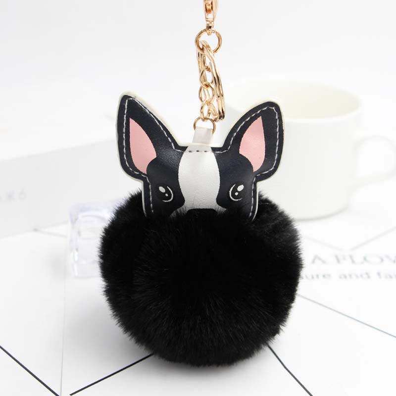 Koorol Fur Cartoon Puppy Fur Ball Keychain Creative Plush Handbag Pendant Imitation Rex Rabbit Furry Ball Decorations