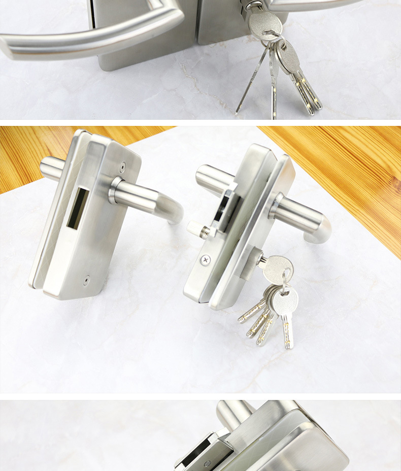 玻璃门锁单门方形玻璃门锁无需打孔玻璃锁不锈钢单门锁具ma-119