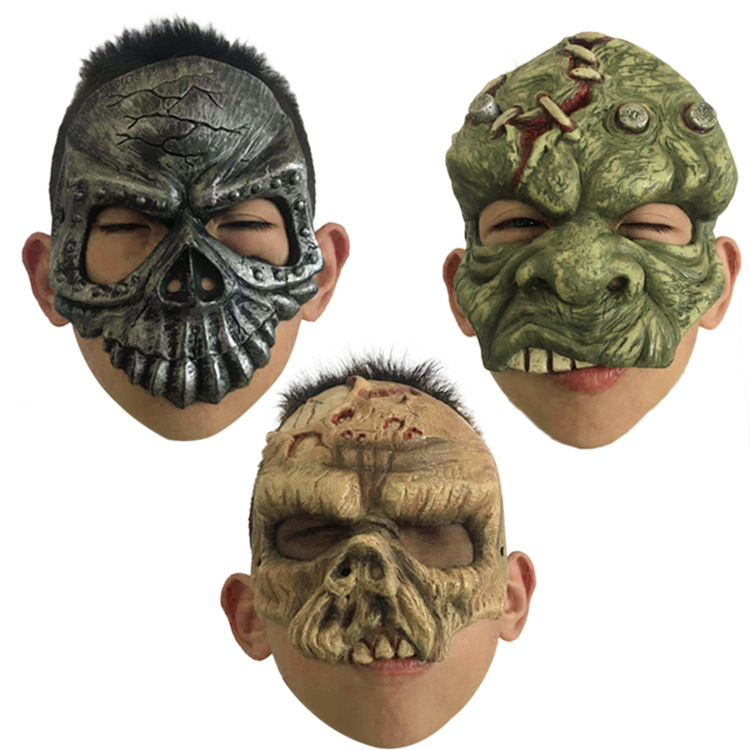 万圣节儿童鬼脸面具恐怖吓人乳胶舞会表演道具儿童款半脸面具
