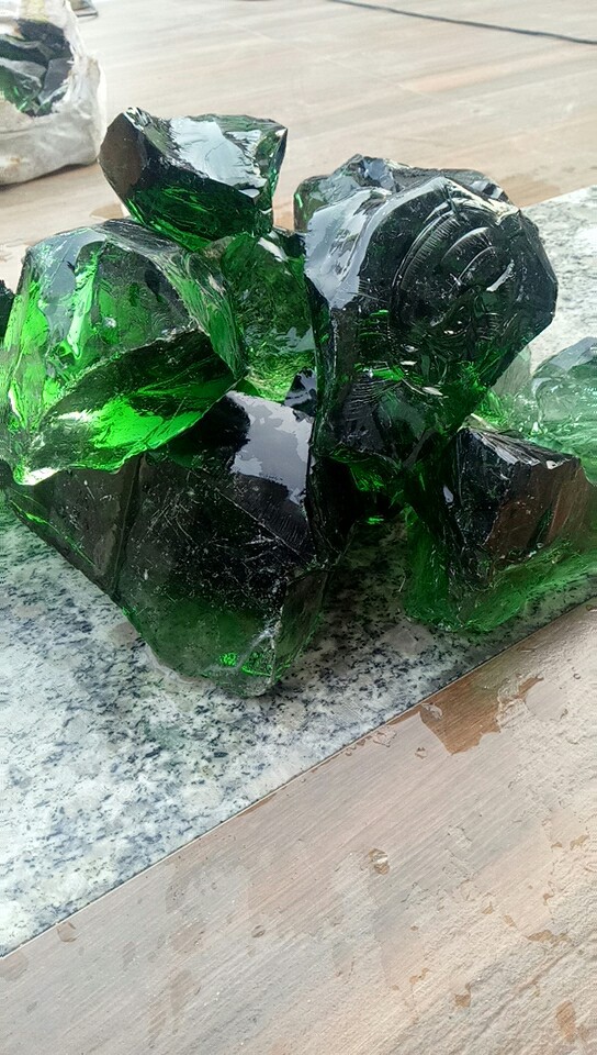大块玻璃 海蓝玻璃块12-20mm壁炉 玻璃墙 园艺景观装饰用玻璃块