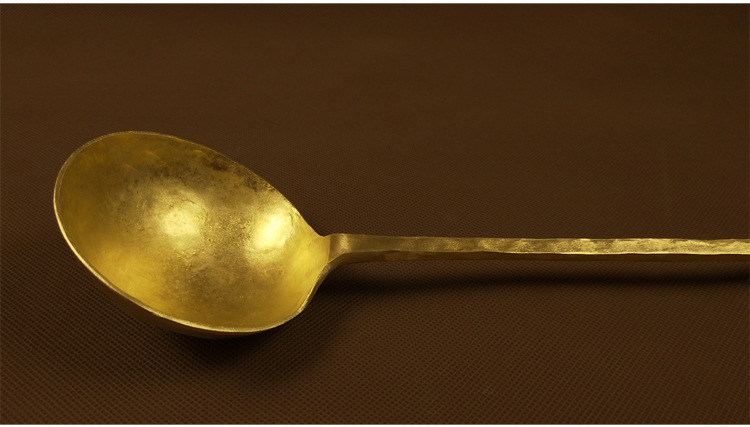 纯手工勺子铜炒勺加厚铜勺黄铜炒菜铜锅勺手工打造原生态黄铜炒勺