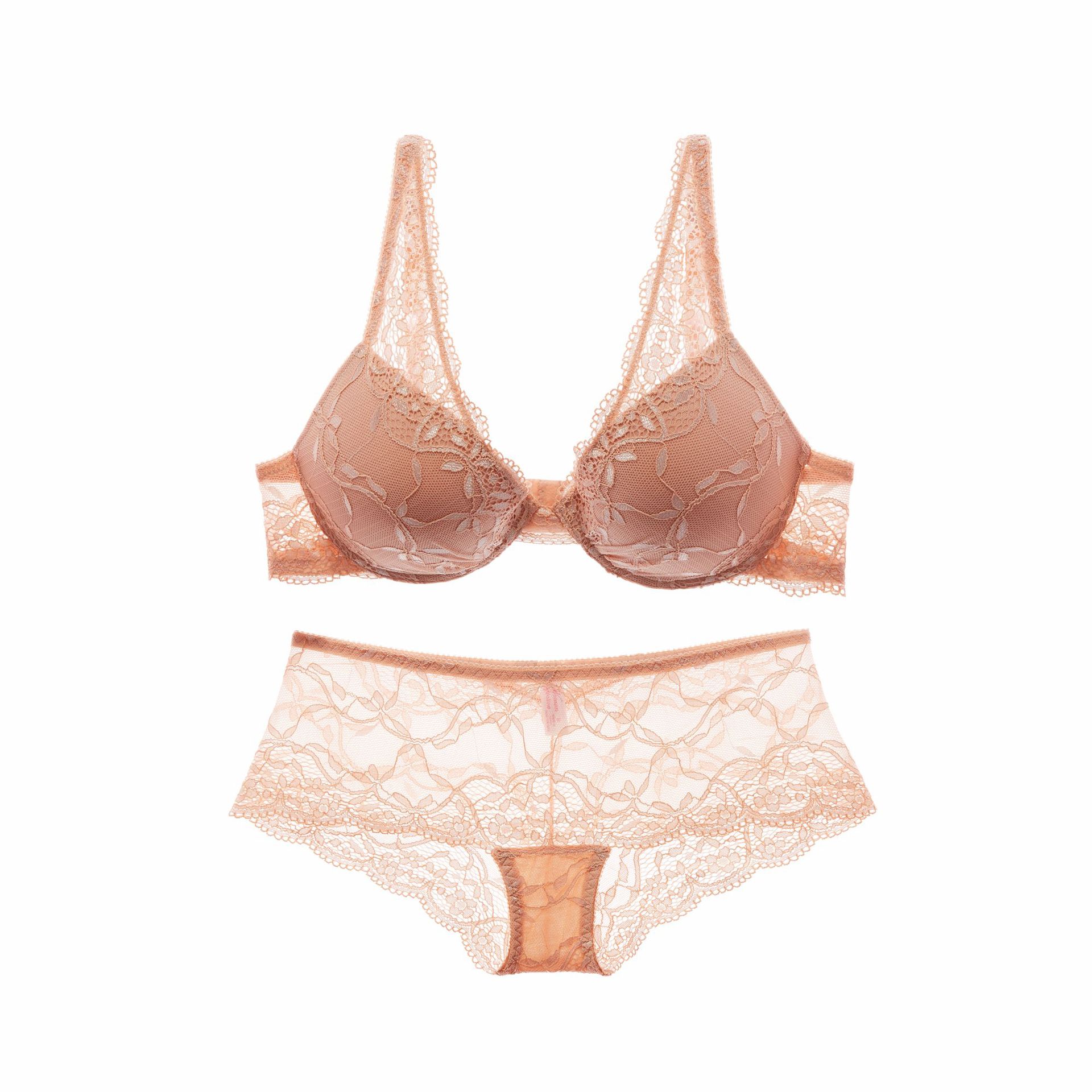 热卖欧美蕾丝深v胸罩性感少女小胸聚拢调整型文胸内衣套装9118b