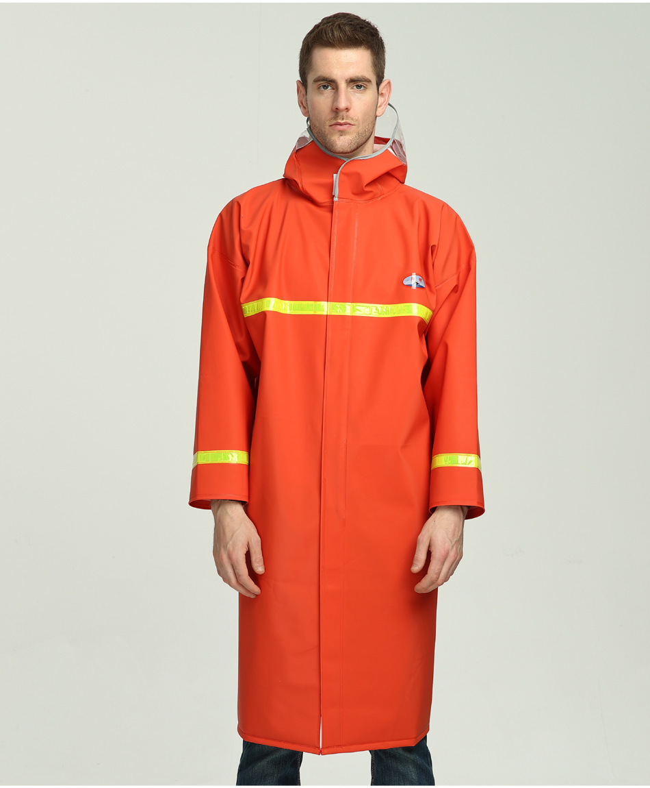 海翔桔红夜光长雨衣环卫消防劳保雨衣加厚针织布成人定制来样加工
