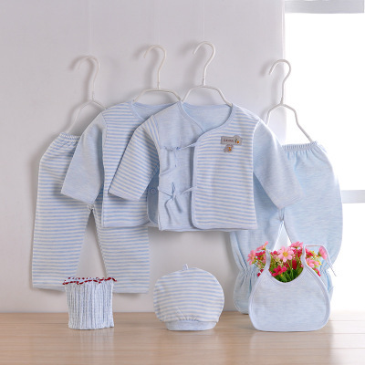 40 Combed Cotton Newborn Gift Box Four Seasons 7-Piece Clothes Baby Underclothes Supplies Color Cotton Seven Piece Set