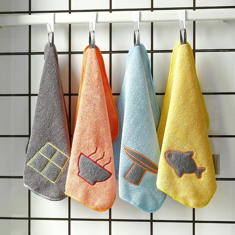 Hanging Baijie Rag Kitchen Cleaning Dish Towel Microfiber Absorbent Dishcloth Thickened Towel