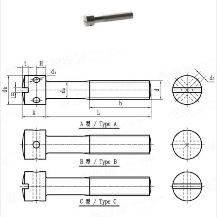 开槽圆柱头螺钉标记图片