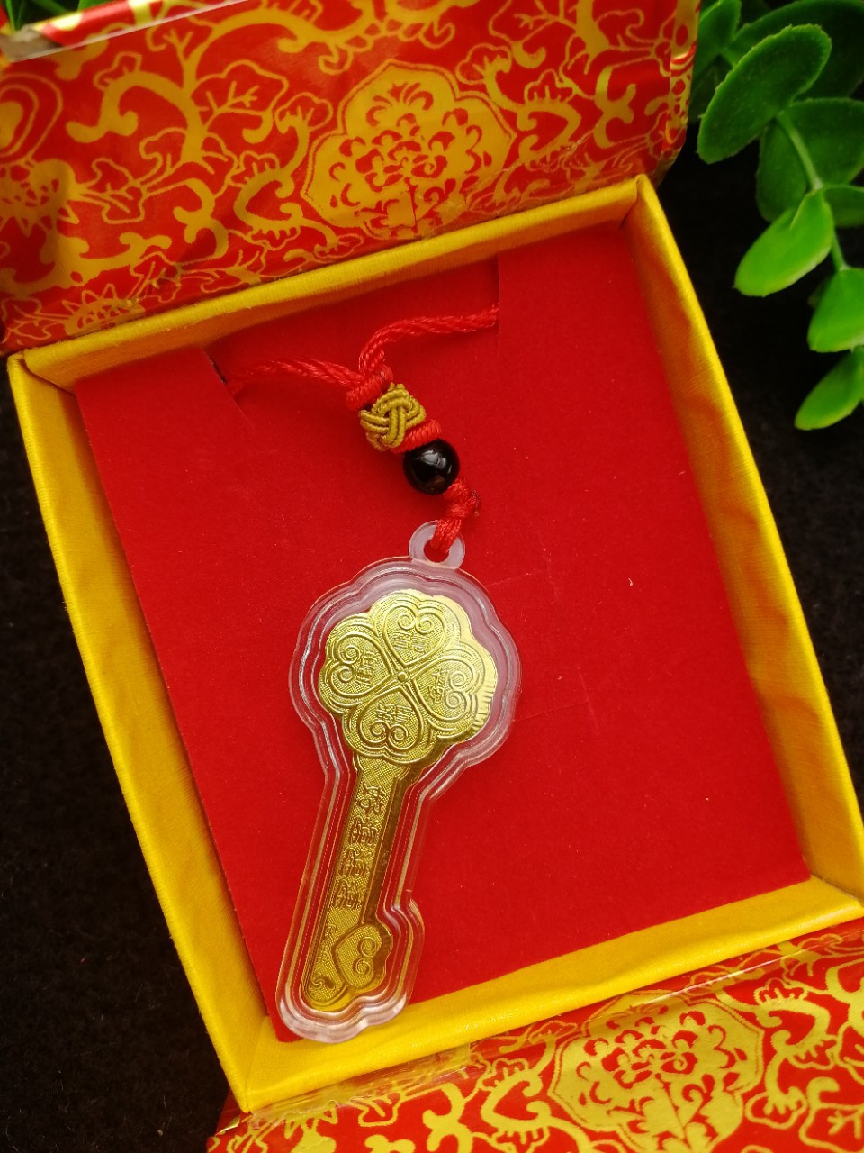 幸运四叶草金钥匙吊坠金箔钥匙挂坠会销保险礼品