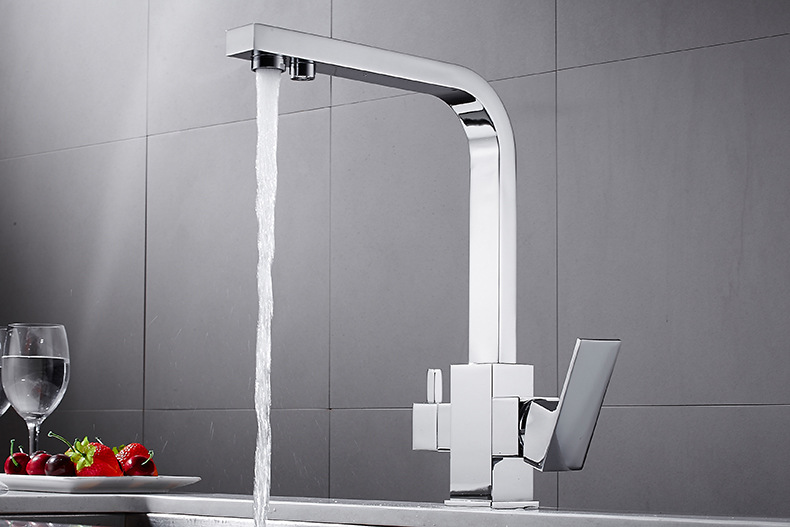 海铭斯 冷热厨房净水器双用水龙头 水槽龙头旋转双出水龙头 9130