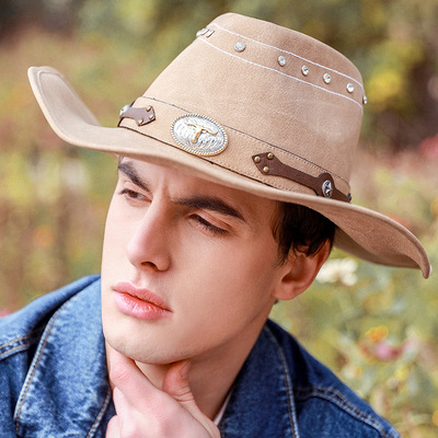 春夏季新款大沿西部牛仔帽登山野营骑士帽遮阳防晒帽男帽骑马帽潮