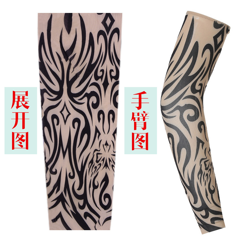 Wholesale Outdoor Riding Tattoo Oversleeve Tattoo Arm Sleeve Men and Women Sewed Ice Silk Sun Protection Arm Sleeves None