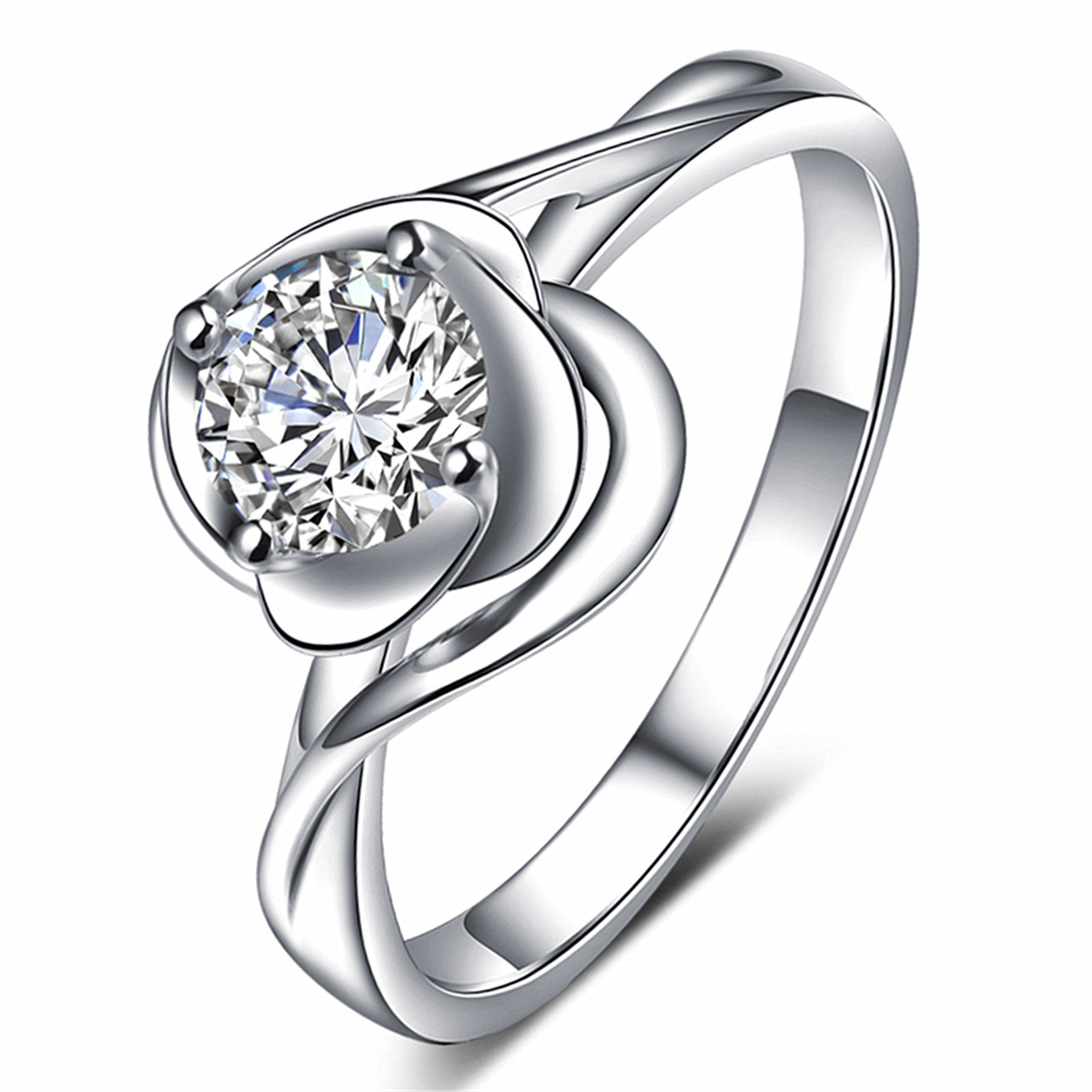 经典绽放四叶草钻戒18k金钻石戒指女克拉显钻求婚结婚铂金钻戒