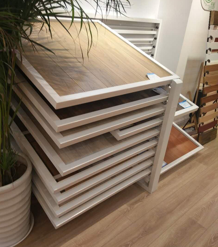 柏雅斜躺木地板展架瓷砖样品展示架抽屉式陶瓷石材推拉立式展示柜