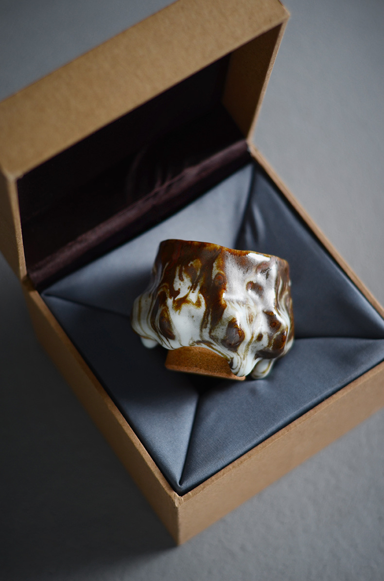 日式手工志野杯纯手工志野烧品茗杯古朴禅意茶杯主人杯孤品粗陶盏