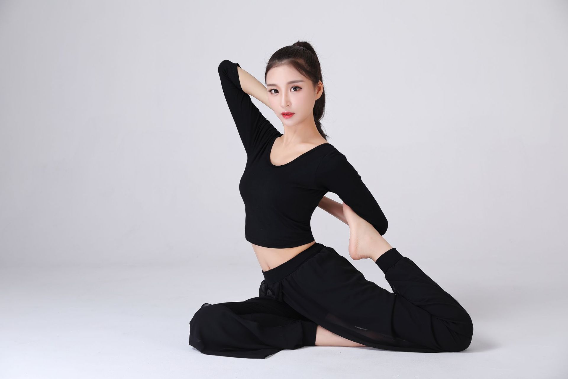 夏季舞韵瑜伽服套装雪纺舞蹈练功健身运动演出仙气舞蹈服莫代尔女