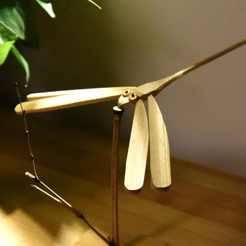 纯手工竹质 平衡竹蜻蜓怀旧玩具 竹制品家居摆件抖音大风蜻蜓点水