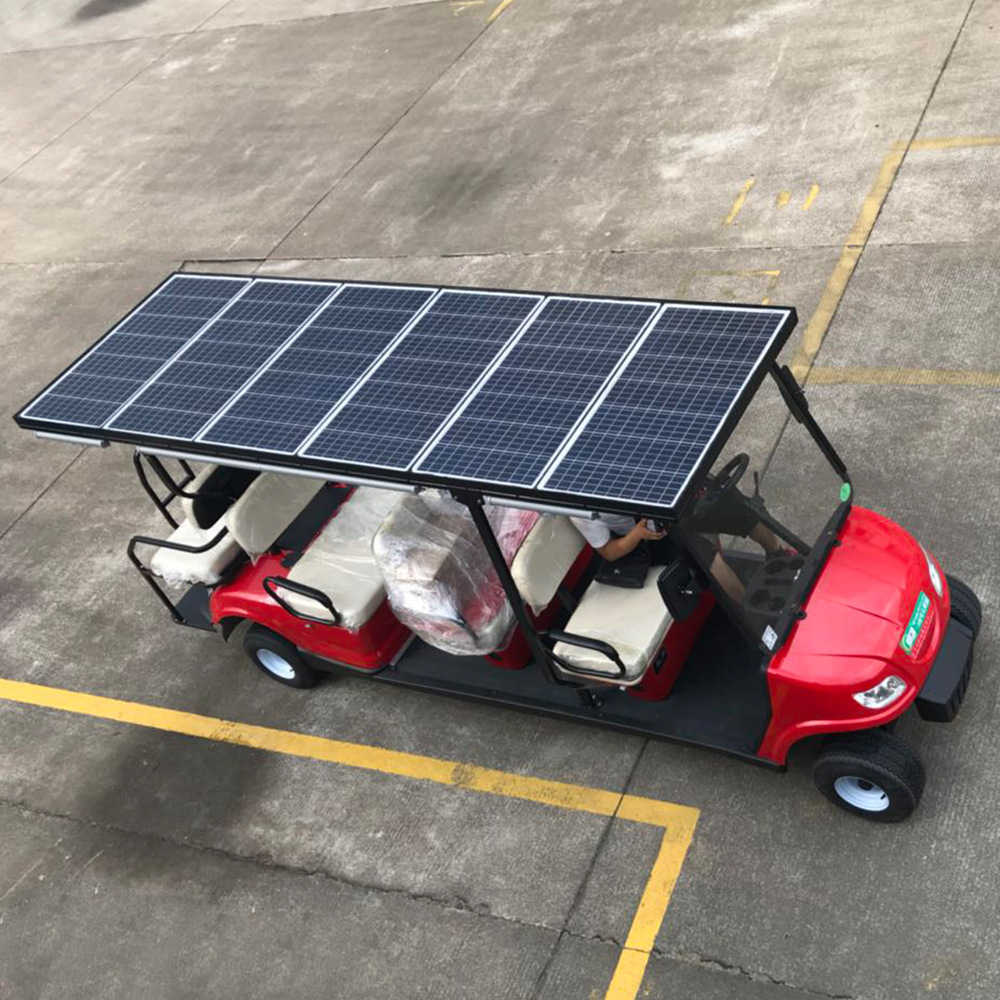 太阳能四轮电动高尔夫球车 楼盘景区酒店接待太阳能电动观光车