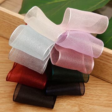 花网雪纱丝带 珍珠纱织带发饰diy材料花束礼盒婚庆装饰透明雪纱带