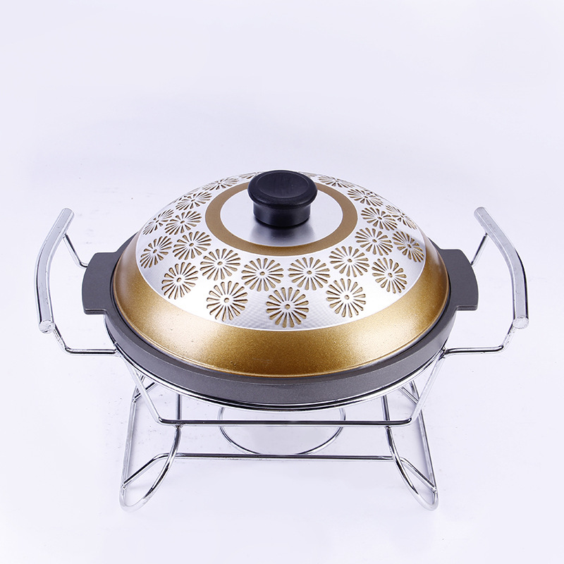 韩式无烟金花煲酒店式刻花汤锅不粘锅铝锅酒店用品厨具批发