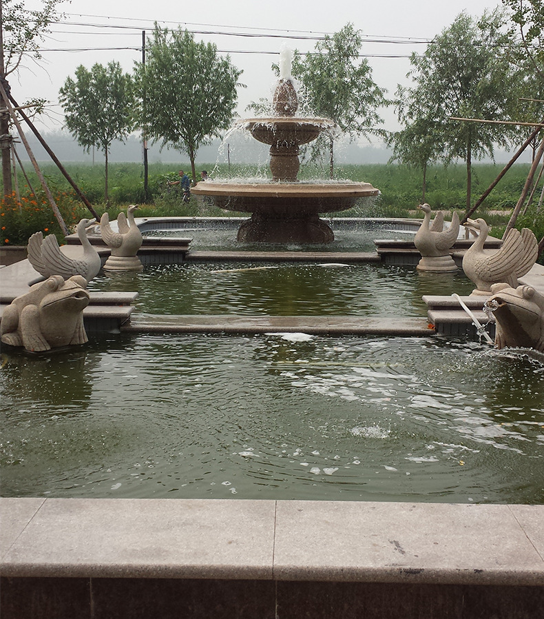 黄锈石石雕喷泉 花岗岩雕刻喷泉 售楼部门口水景摆件 fpqs-907