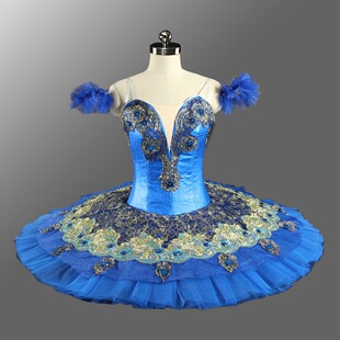 蓝天鹅经典芭蕾tutu专业定制蓝鸟芭蕾舞台比赛演出服装蓬蓬裙直销