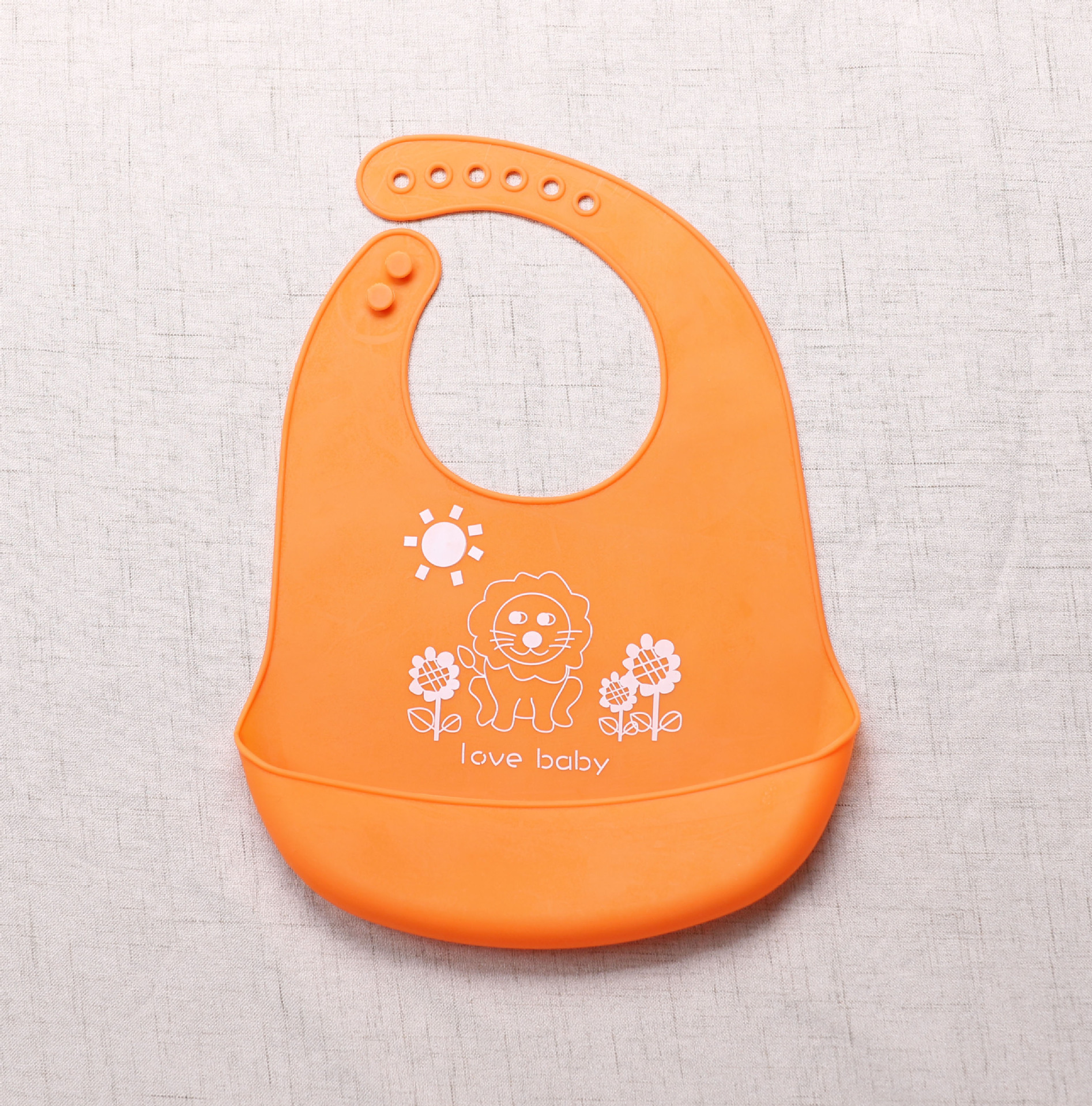 oem硅胶围兜饭兜 宝宝防水皮兜 幼儿印花图案动物纯色围嘴