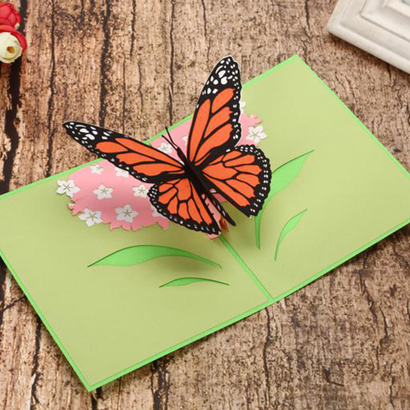 工厂供货立体卡片 蝴蝶精美立体生日贺卡diy手工祝福卡可来样定制