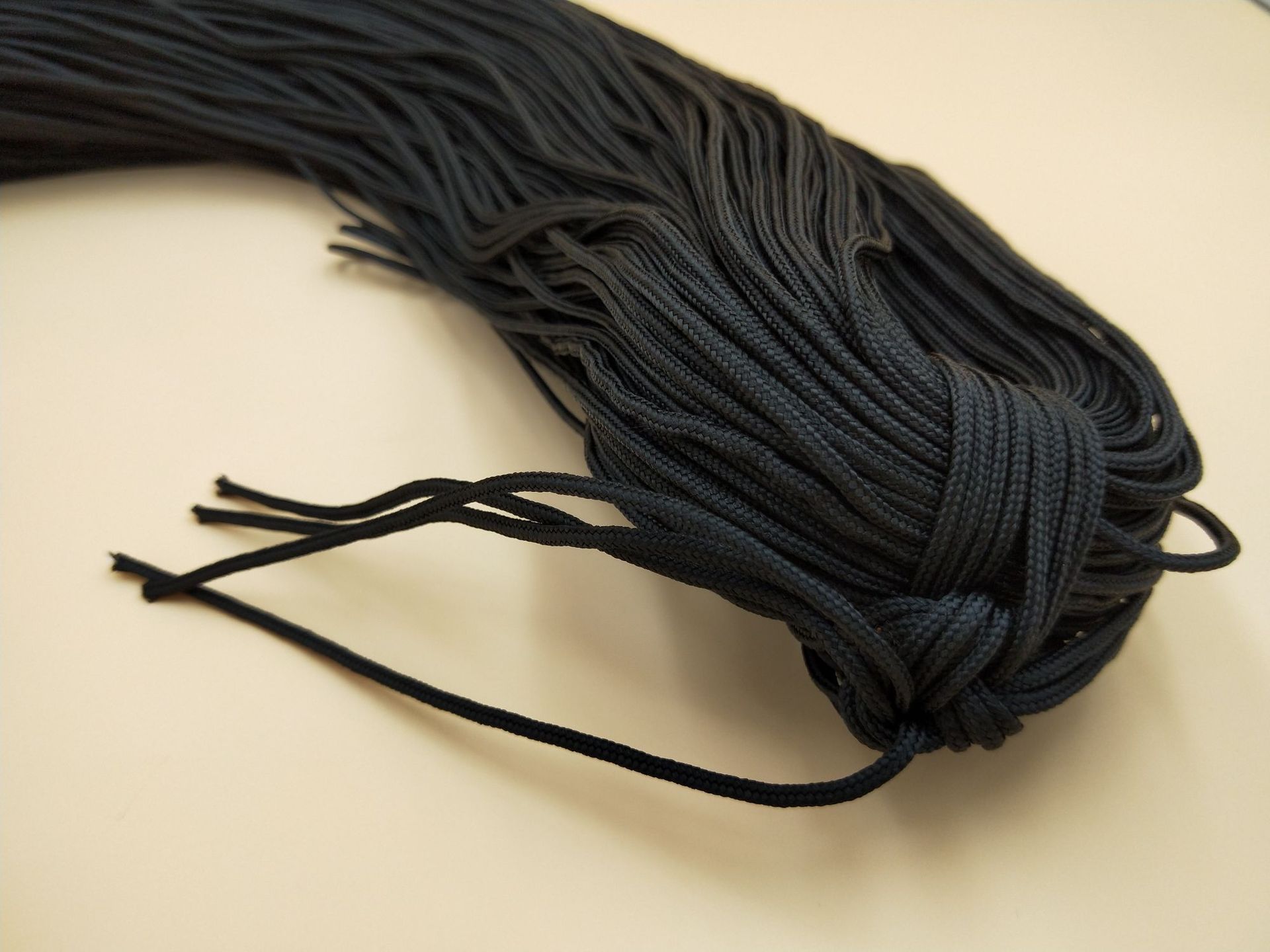 现货高品质2mm黑色包芯绳圆绳束口绳拉绳