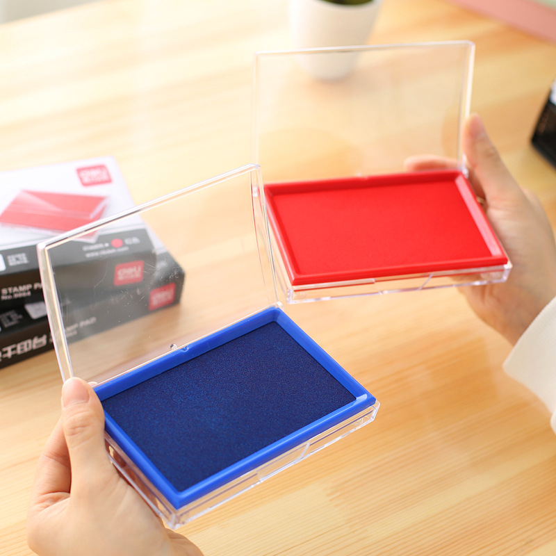 得力9864快干印台大号盖章印泥速干印油加墨红色橡皮章财务用品