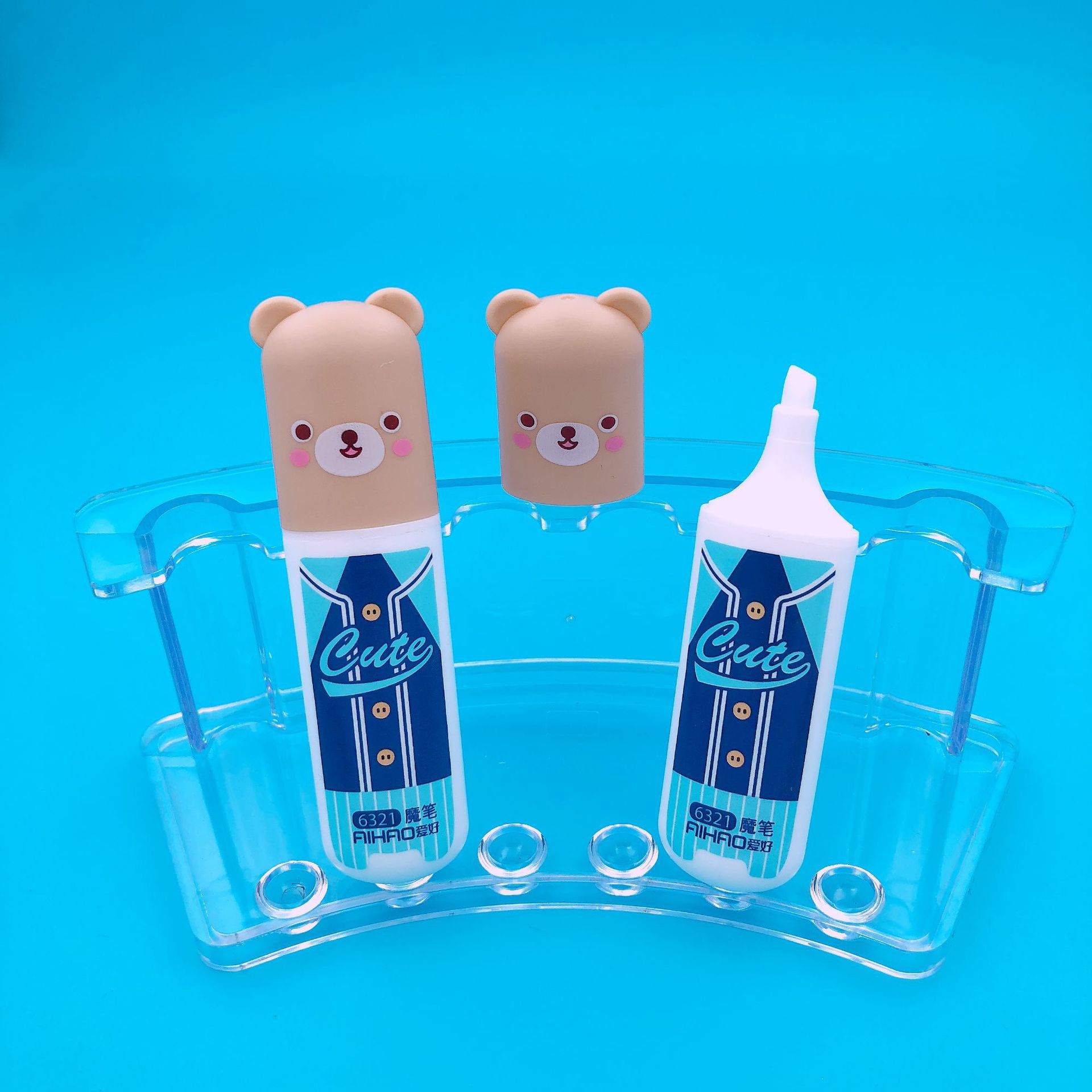 爱好6321卡通魔力可擦笔 学生可擦钢笔配件 萌系白色修饰笔