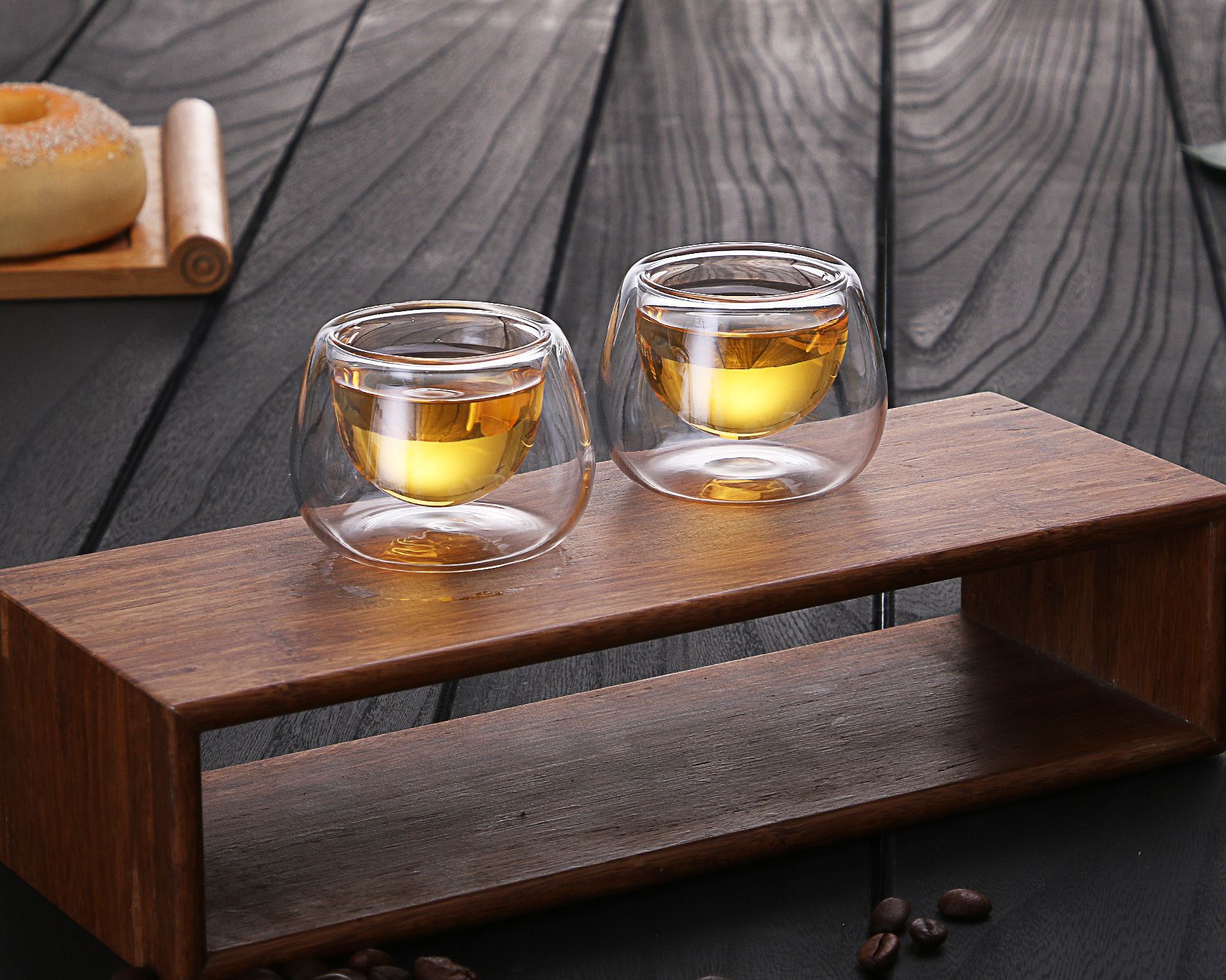 双层玻璃小茶杯50ml耐高温真空透明功夫茶具防烫品茗杯家用6只装