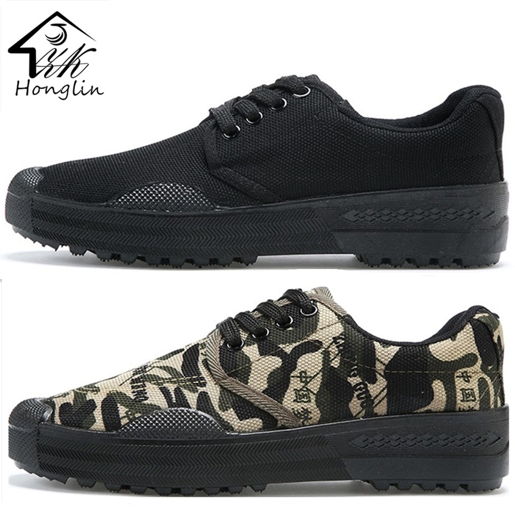 Camouflage Canvas Shoes Men's Liberation Shoes Construction Site Non-Slip Rubber Shoes High-Low Top Security Special Wholesale Training Shoes Street Vendor Shoes