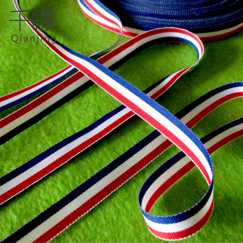 qwt21 特价1cm经典红白蓝彩条带 服饰辅料红白宝蓝加密条纹织带