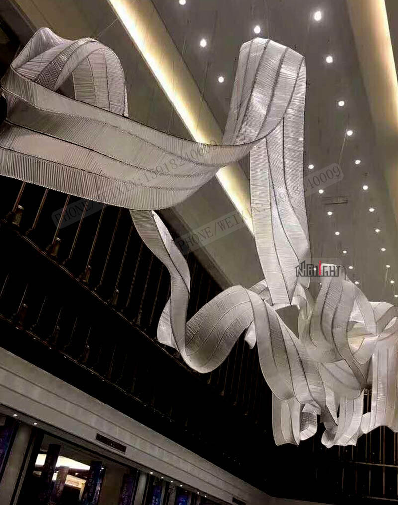 定制异形灯具酒店销售部厅宴会厅酒店咖啡厅丝带灯售楼部吊灯