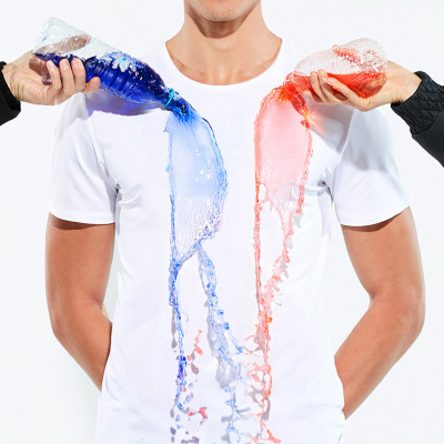 2018夏季纯白色短袖t恤男疏水黑科技防水防污透气速干运动上衣