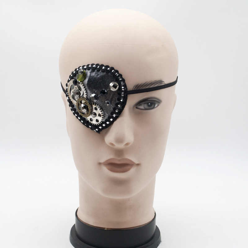 点钻复古机械穿绳独眼加勒比海盗眼罩玩具万圣节化妆舞会配饰道具