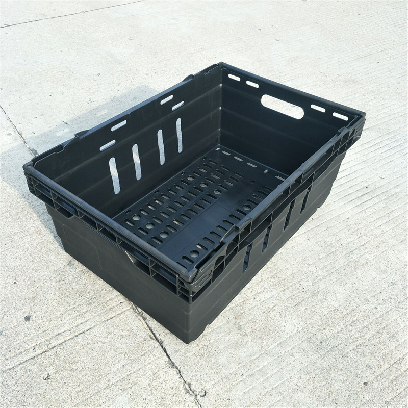 厂家直销山东青岛超市货架周转筐 黑色塑料篮子 水果蔬菜展示堆头