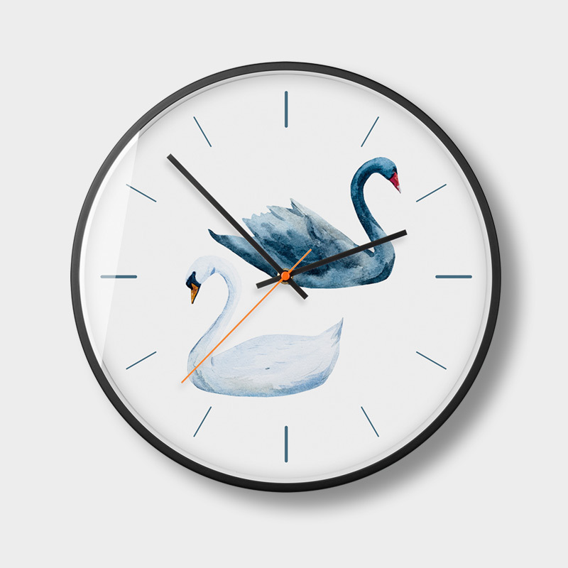 小海豚儿童房创意挂钟 客厅现代静音 金属钟表石英钟时钟挂表 o40